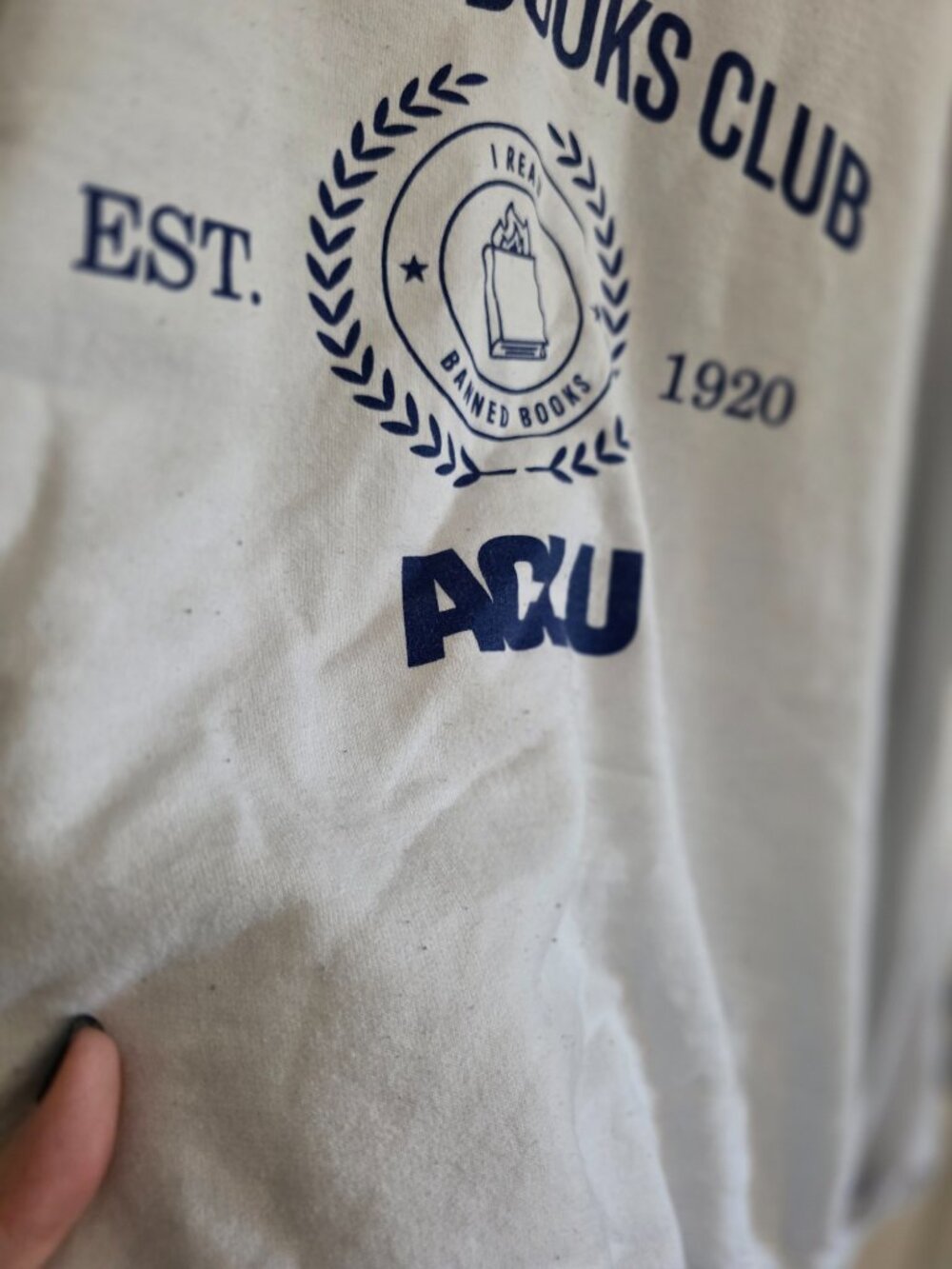 Size small Banned Book Club White Sweatshirt ACLU Womens/Mens - Picture 2 of 4